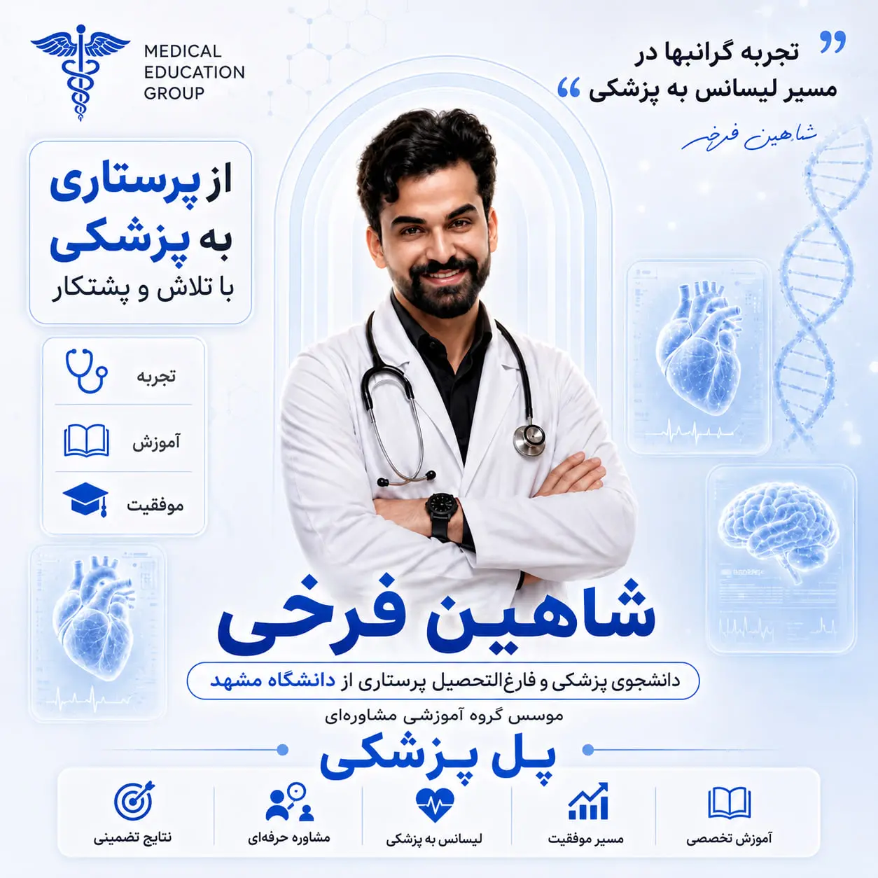 شاهین فرخی، مؤسس پل پزشکی و مشاور لیسانس به پزشکی